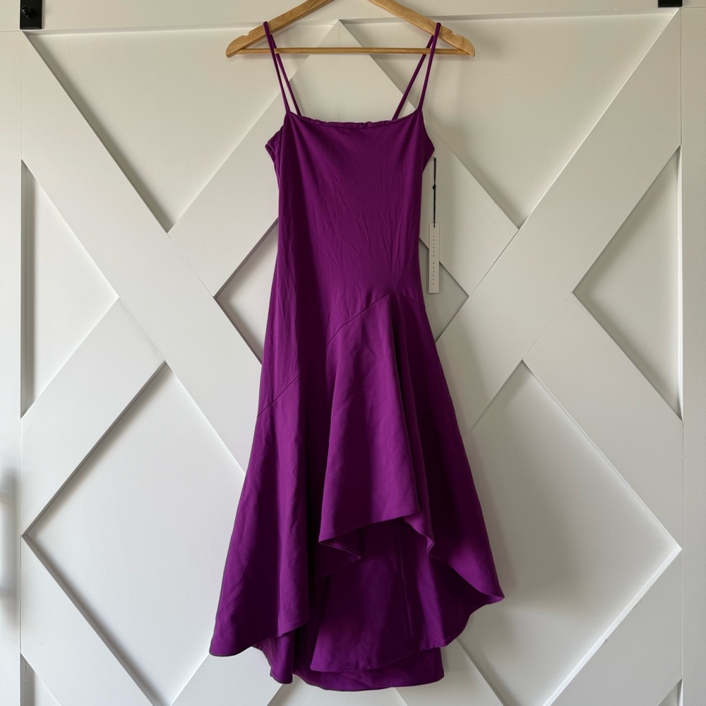 NWT Susana Monaco Thin Strap Angled Dress in Malbec - Picture 3 of 6